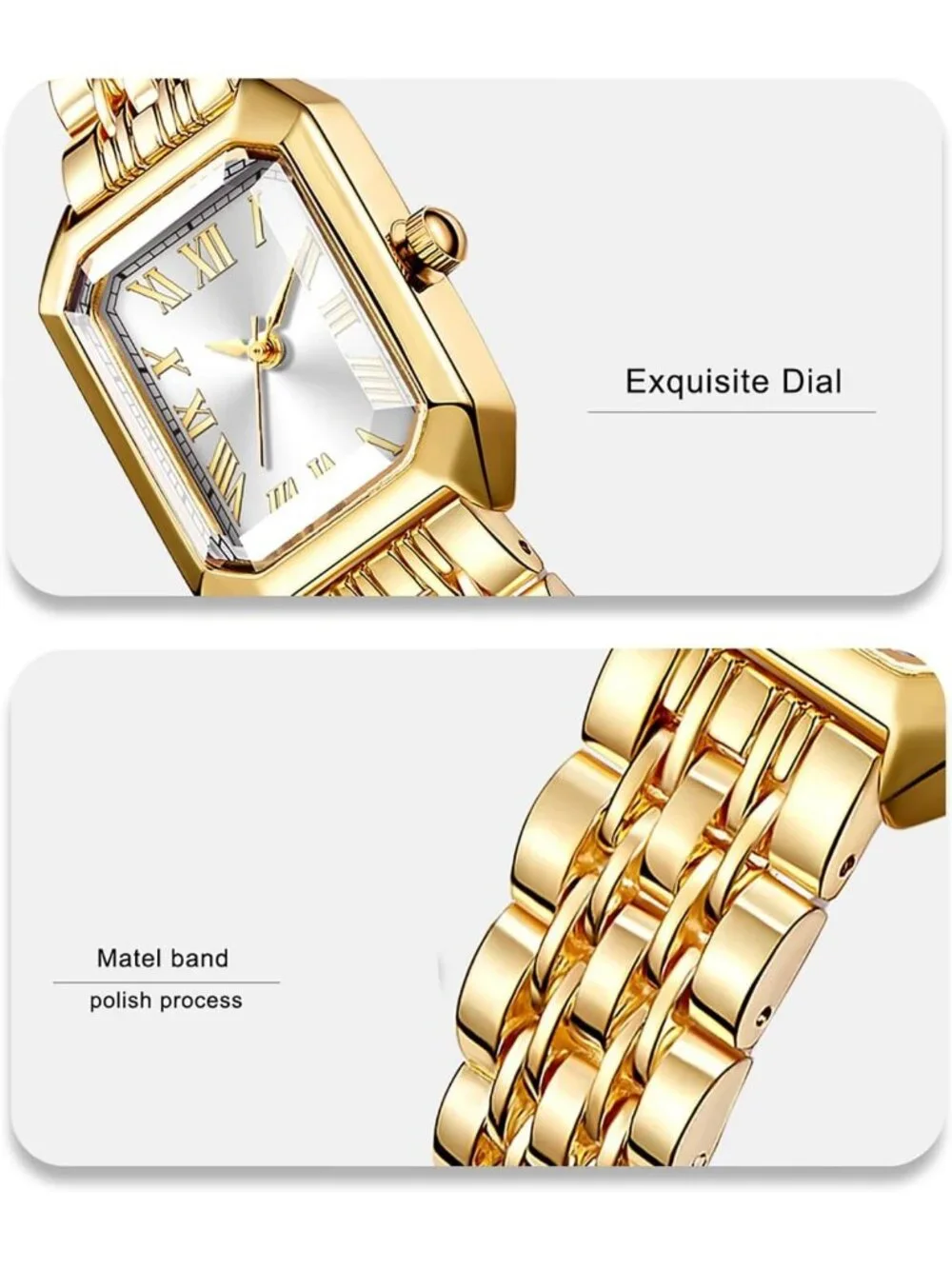 Women's Gold Vintage Roman/Arabic Numeral Dial Alloy Bracelet Wrist Watches